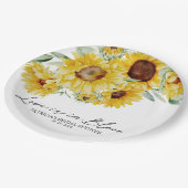 愛が咲くヒマワリのブライダルシャワー ペーパープレート (アングル)