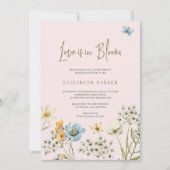 愛が咲く水彩花のピンクの結婚前お祝い 招待状 (正面)