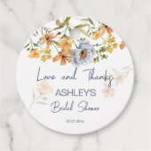 愛が咲く ダスティーブルーの花 ブライダルシャワー フェイバータグ (正面)