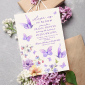 愛が咲く パープルの蝶 ブライダルシャワー 招待状