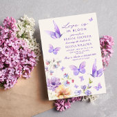 愛が咲く パープルの蝶 ブライダルシャワー 招待状