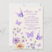 愛が咲く パープルの蝶 ブライダルシャワー 招待状 (正面)