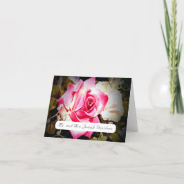 愛が咲く ピンクのバラ 折りたためる感謝カード サンキューカード