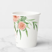 愛が咲く ピンクの水彩画 ローズ フラワーズ 紙コップ (裏面)