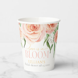 愛が咲く ピンクの水彩画 ローズ フラワーズ 紙コップ