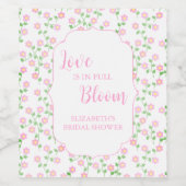 愛が咲く ピンクの花のブライダルシャワー ワインラベル (シングルラベル)