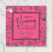 愛が咲く ピンク＆ブラックの花の結婚前お祝いパーティー フェイバータグ (正面)