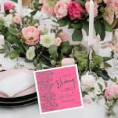 愛が咲く ピンク＆ブラックの花の結婚前パーティー スタンダードカクテルナプキン