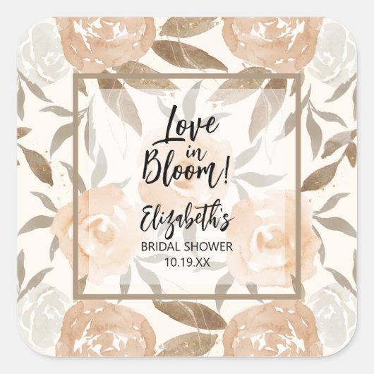 愛が咲く ピーチ フローラル スクエアシール (正面)