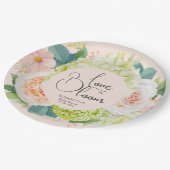 愛が咲く フローラル ブライダル シャワー ブラッシュ ピンク ペーパープレート (アングル)