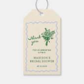 愛が咲く ブルーグリーン ブライダルシャワー 感謝 ギフトタグ (正面)