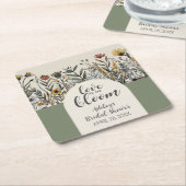 愛が咲く - ボヘミアンフラワーのブライダルシャワー スクエアペーパーコースター (アングル)