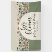 愛が咲く - ボヘミアンフラワーのブライダルシャワー 横断幕 (縦)