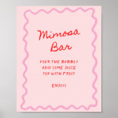 愛が咲く レッド ピンク ミモザ バー ポスター (正面)