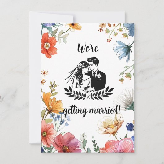 「愛が咲く」ワイルドフラワー結婚式招待状 招待状 (正面)