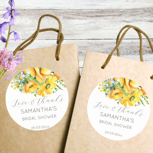 愛が咲く 春 夏 ウェディングシャワーのお favors ラウンドシール