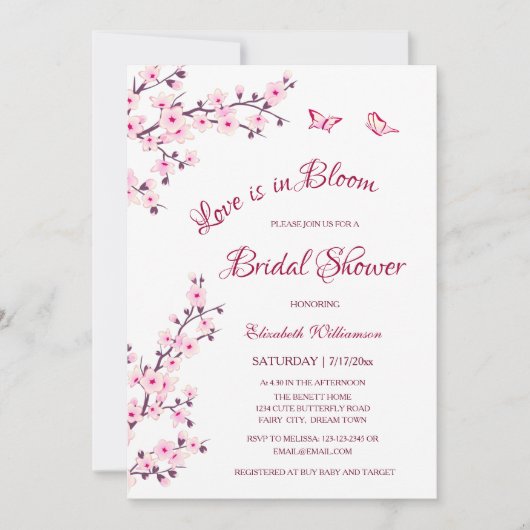 愛が咲く | QRコード レジストリ ブライダルシャワー 招待状 (正面)