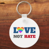 愛が嫌いではないグラフィックはっきりしたハートレインボーに白 キーホルダー (正面)