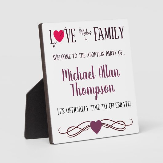 愛が家族を作る – 養子縁組パーティー フォトプラーク (正面)