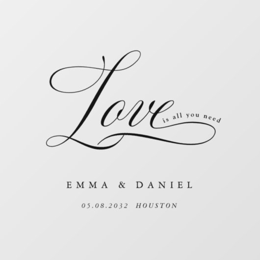 愛が必要だ!エレガント結婚の ウィンドウサイン (シート)