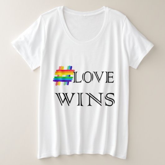 愛が愛に勝ちLGBTに匹敵 プラスサイズTシャツ (デザイン正面)