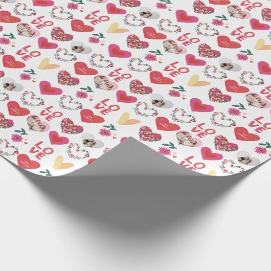 愛が成長する写真とパーソナライズされた文字 ラッピングペーパー (角)