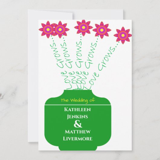 "愛が成長"明るいフローラ結婚式招待状 招待状 (正面)