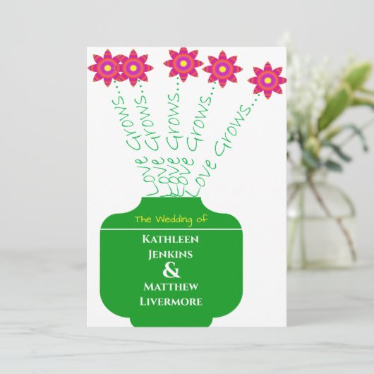 "愛が成長"明るいフローラ結婚式招待状 招待状 (スタンド正面)