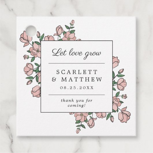 愛が手描き花の成長を結婚望む フェイバータグ (正面)