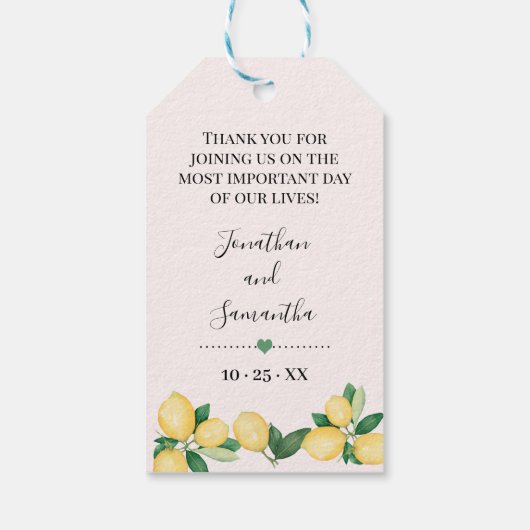 愛が植物の贈り物ピンクのレモンのシャワーの好意を成長させる ギフトタグ (裏面)