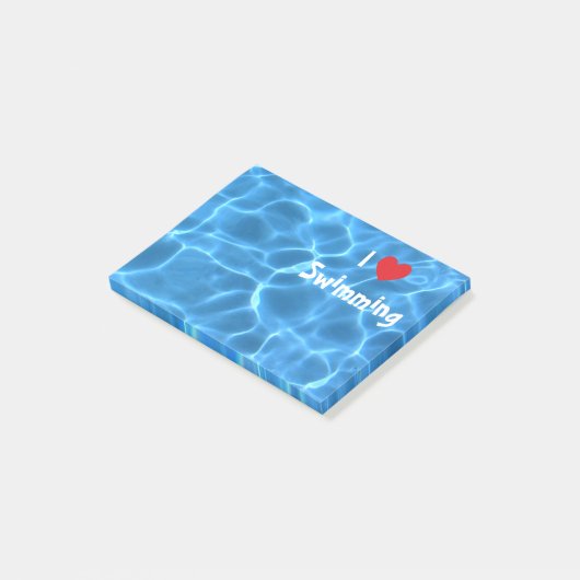 愛が止まらない水泳 赤いハートと青いプールの水 ポストイット (アングル)