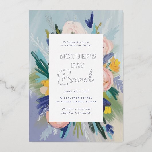 愛が母の日のブランチを成長する場所 箔招待状 (正面)