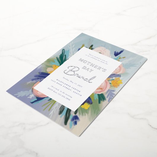 愛が母の日のブランチを成長する場所 箔招待状 (回転した状態)