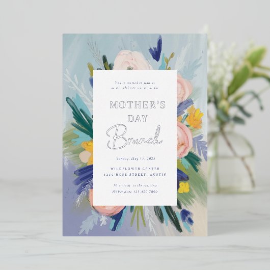 愛が母の日のブランチを成長する場所 箔招待状 (立ち正面)