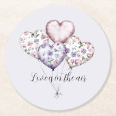 愛が満ちている ハート風船 ブライダルシャワー ラウンドペーパーコースター (正面)