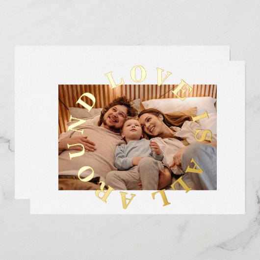 愛が溢れるクリスマスの写真 箔シーズンカード (正面/裏面)