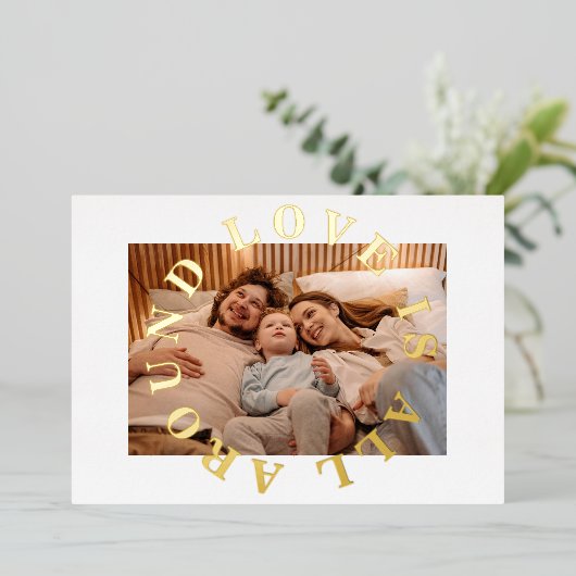 愛が溢れるクリスマスの写真 箔シーズンカード (立ち正面)