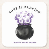 愛が煮え立つ大鍋 ハロウィン ブライダルシャワー スクエアペーパーコースター (正面)