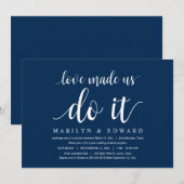 愛が私たちを動かした、現代的な結婚後の秘密の挙式 招待状 (正面/裏面)