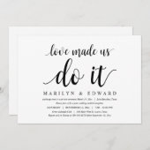 愛が私たちを動かした、現代的な結婚後の秘密の結婚式 招待状 (正面/裏面)