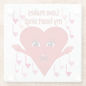 "愛が私の心を歌わせる！" 歌うハート ガラスコースター (裏面)