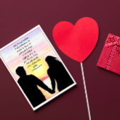 愛が立つ ビーチのシルエットカップル カード