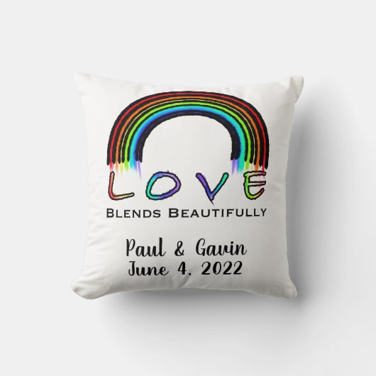 愛が美しくブレンド,モダンカラフル虹 クッション (正面)