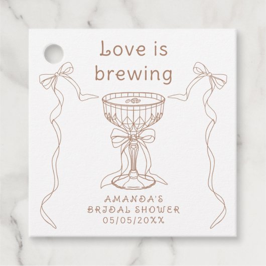 愛が育まれています 手描きの結婚前お茶会 フェイバータグ (正面)