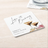 愛が育まれているエレガントなブライズシャワー スクエアペーパーコースター (アングル)