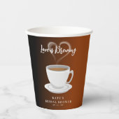 愛が育まれているテラコッタ & ブラックのブライダルシャワー 紙コップ (正面)