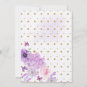 愛が育まれているライラック ハート フラワーブライダルシャワー 招待状 (裏面)