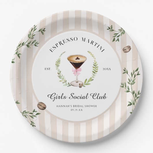 愛が育まれている | エスプレッソマティーニ ブライダルシャワー ペーパープレート (正面)