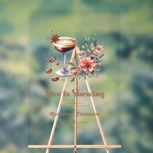 "愛が育まれている" ブライダルシャワーのウェルカム アクリルサイン (ニュートラル)