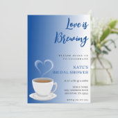 愛が育まれている ホワイト＆ブルーのブライダルシャワー 招待状 (スタンド正面)